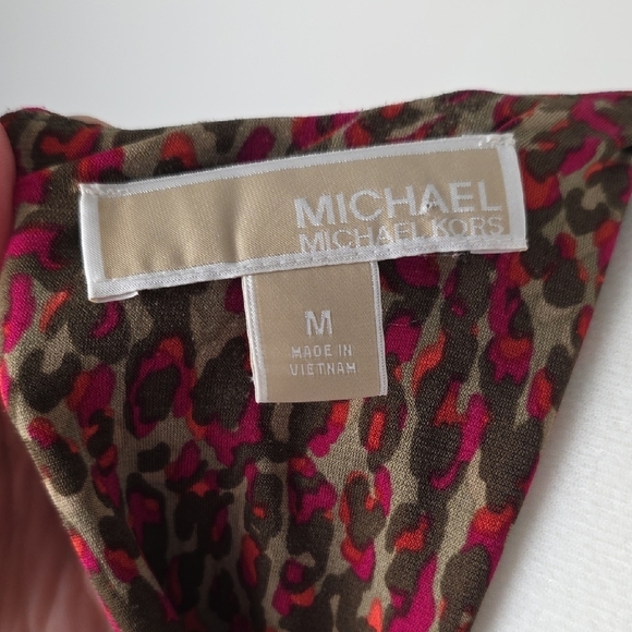 Michael Kors Sleeveless Ruched Leopard Print Sheath Dress Size M - Picture 7 of 10